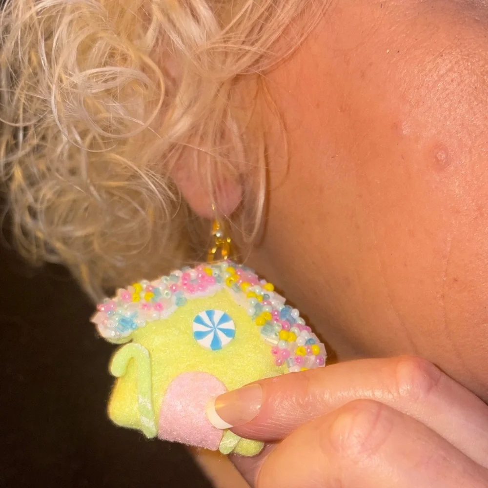 Gingerbread Earrings Felt and Beads New super cute lightweight